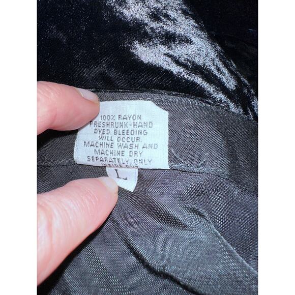 VINTAGE BLACK VELVET CP SHADES TOP BLOUSE L - Picture 4 of 5